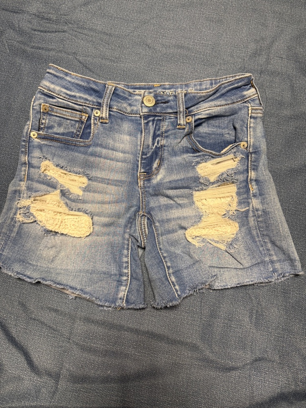 American Eagle Outfitters Light Blue Distressed Jean Shorts